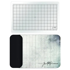 Tim Holtz Travel Glass Studio Mat - White (rejseudgave)